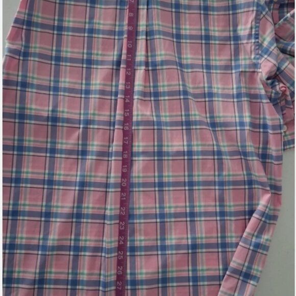 Vineyard Vines Button Shirt Mens Large Blue Pink Plaid Performance Classic Logo - Picture 3 of 10